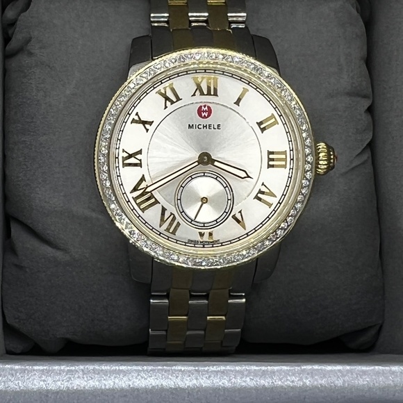 Michele Gold/Silver Harbor 2 Tones Dial Mww28a000002 Watch NWT - Picture 12 of 15